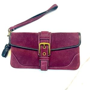Maroon Suede Wristlet